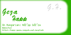 geza happ business card